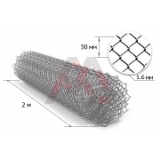 Сетка рабица 50x50x1,6 мм оцинкованная (рулон 2x10 м) Сетка рабица 50x50x1,6 мм оцинкованная (рулон 2x10 м)